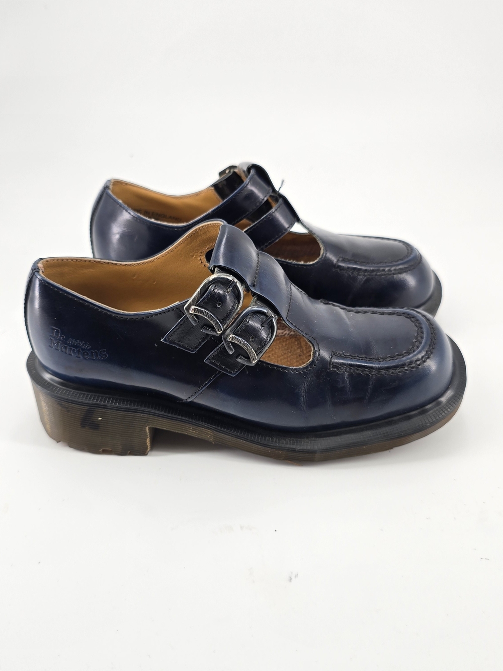 Vtg 90s Doc Martens 8305 Navy Double Strap Mary Janes 4 UK US Womens 6 Rare